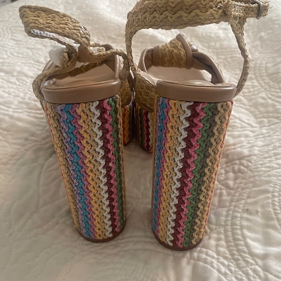 New Azalea Wang Flavia Multi Raffia Platform Sandal Heels size 8.5 - Picture 11 of 15